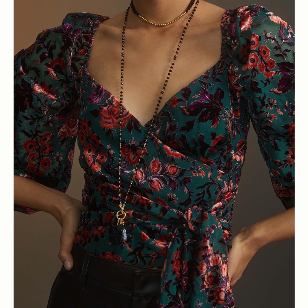 Anthropology Surplice Tie Front Blouse large new with tags